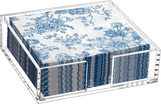 Acrylic Napkin Holder for Table, Clear Plastic Flat Napkin Holder, Modern Square Paper Napkin Holders for Kitchen, Dinner Table Guest Napkins Holder for Home, Hotel, Restaurant, Bar