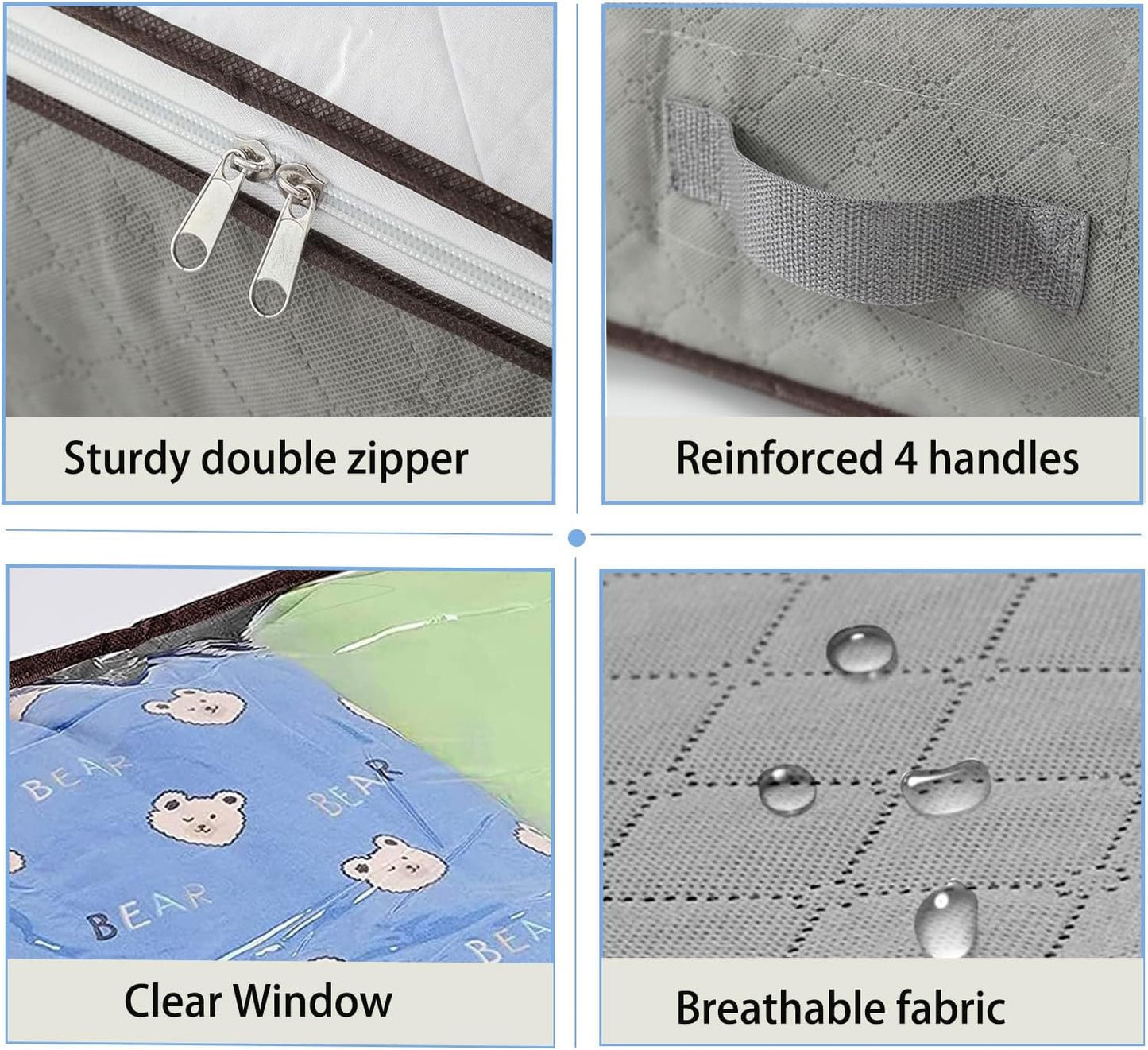 Under Bed Storage Containers, Thin Closet Organizers and Storage Bins with Lids,Clothes Storage Bags for Blankets, Comforter, Sweaters, Pillows