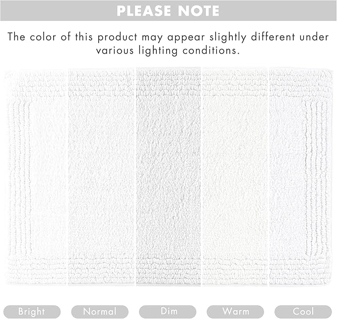 Madison Park Splendor Reversible 100% Cotton Tufted Bathroom Rug-3000 GSM Hotel Quality Luxurious Plush Medium Pile Bath Mat Absorbent, Quick Dry, Shower Room Décor, 24x36 White