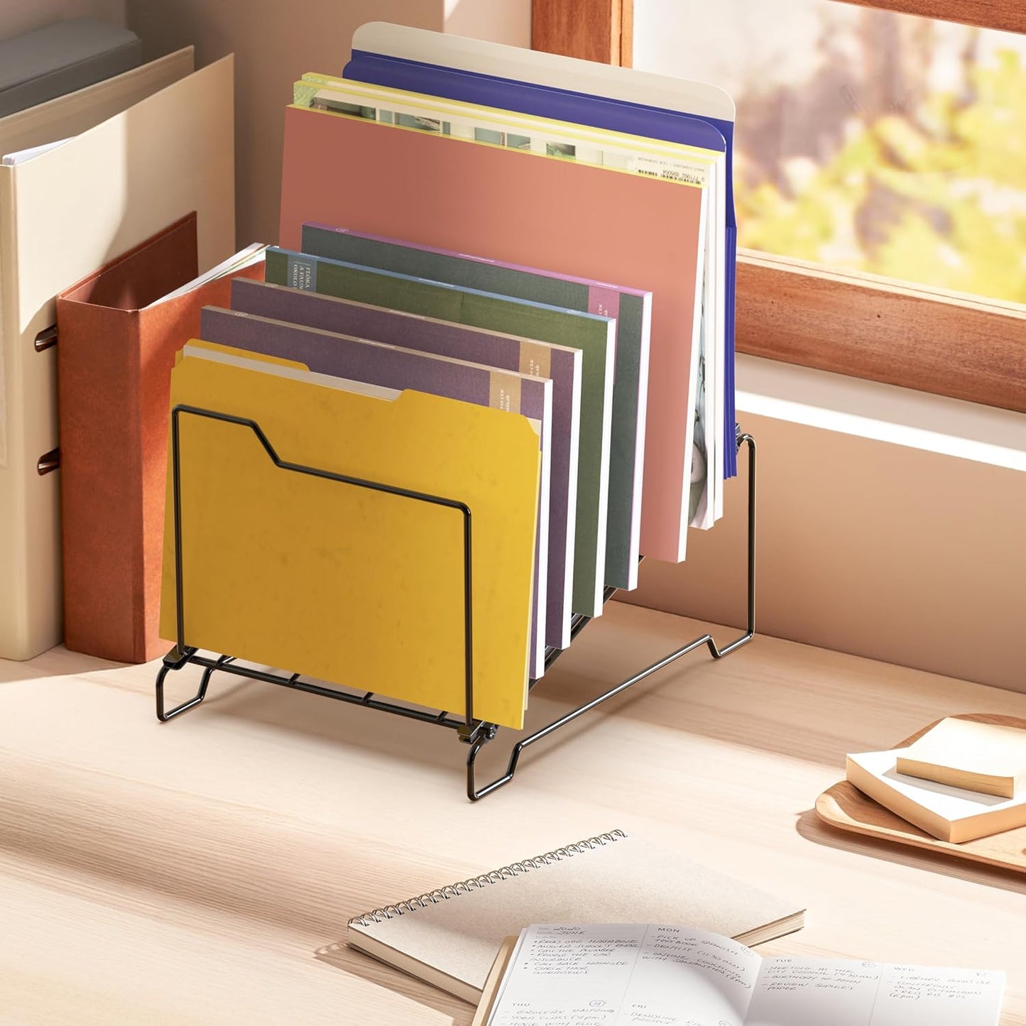 Simple Houseware 9-Section Desk File Organizer, Wire Step Sorter for Documents, Folders, and Mail, Black