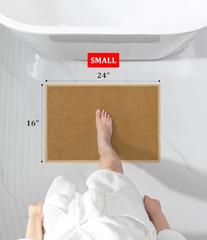 YIHOUSE Bathroom Rugs Mat 16x24, Non Slip Quick Dry Bath Mats for Bathroom Absorbent Ultra Thin Bath Rugs Machine Washable Fit Under Door for Sink, Cabinet, Laundry (Yellow, 16"x24")