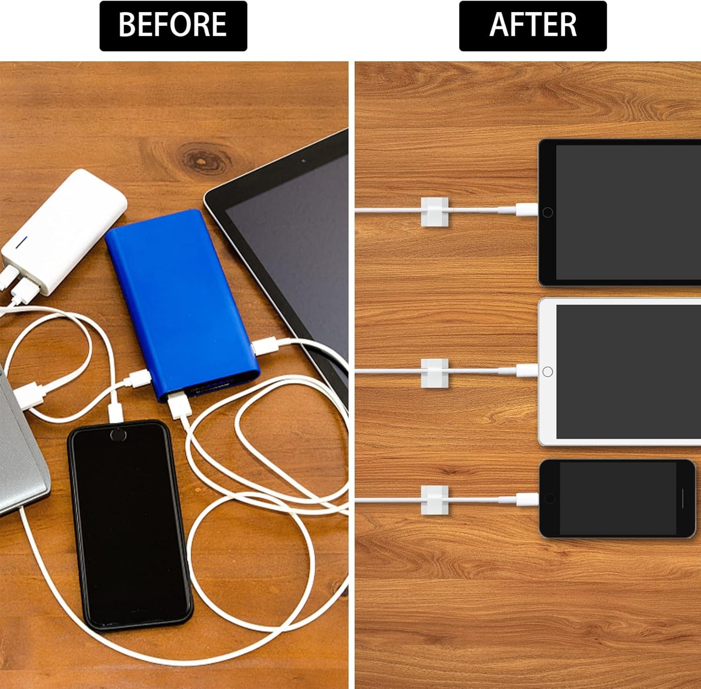 200 Pcs Cable Clips, Adhesive Cable Organizer Cord Holder Wire Clip Wire Management Self Adhesive Hooks Wire Holder for Office, Home(White, 200PCS)