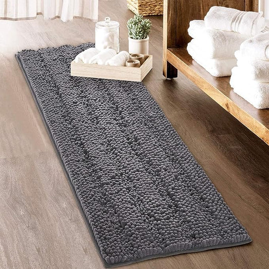 KGORGE Grey Bath Rugs - Soft Large Bathroom Rugs Farmhouse Floor Cover Water Absorbent Bath Mat Shower Carpet for Toilet Door Way Kitchen Kids Baby, 70" x 24", 1 Pc