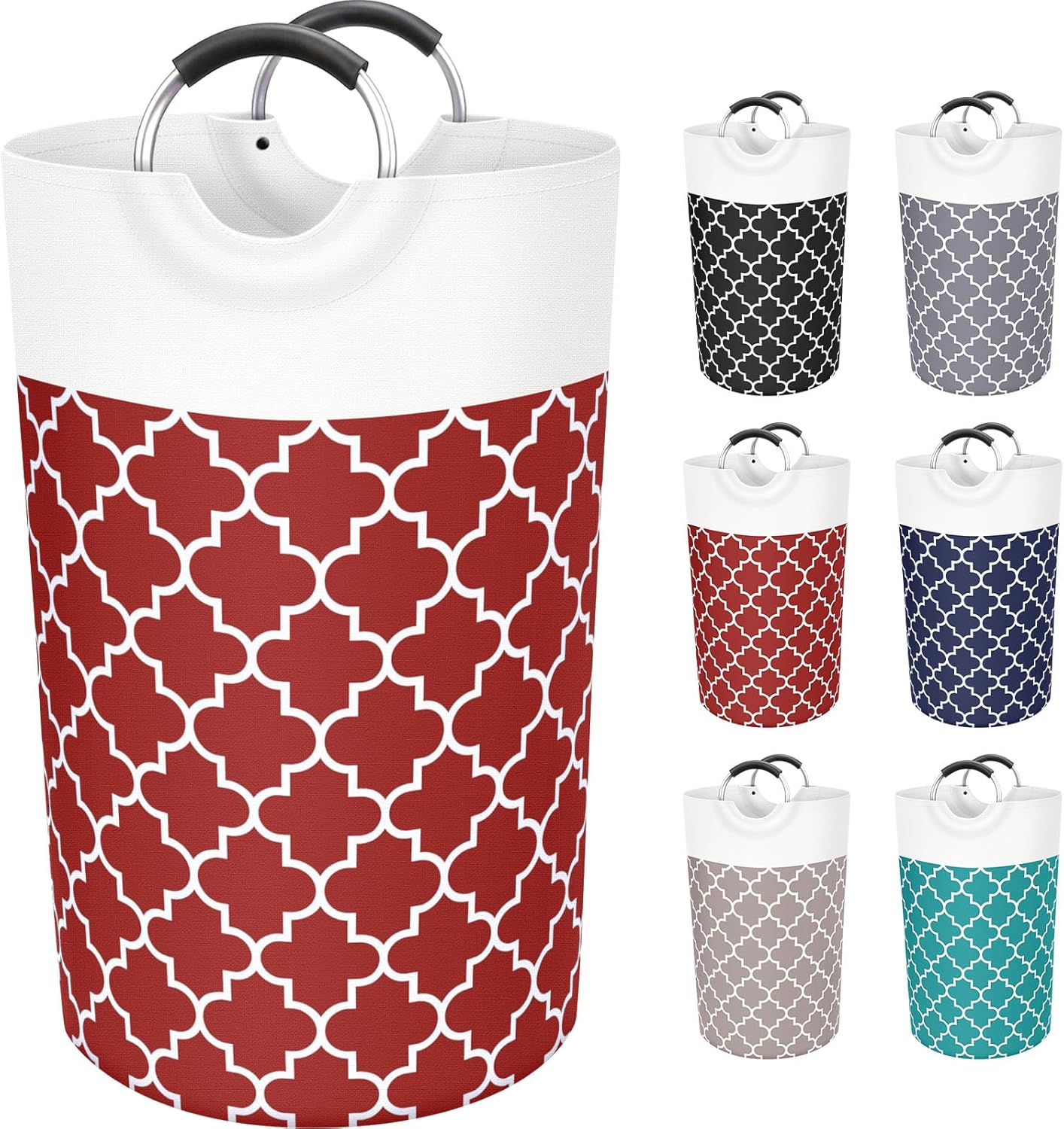 Large Laundry Basket Laundry Hamper Bag Washing Bin Clothes Bag Collapsible Tall with Handles Waterproof Travel Bathroom College Essentials Storage for College Dorm, Family, 82L (Red)