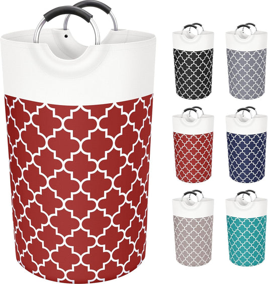 Large Laundry Basket Laundry Hamper Bag Washing Bin Clothes Bag Collapsible Tall with Handles Waterproof Travel Bathroom College Essentials Storage for College Dorm, Family, 82L (Red)