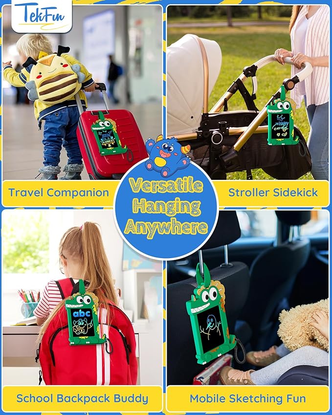 TEKFUN NanoDoodle Gift for Kids, Dinosaur Boys Toys 4.5in LCD Drawing Board, Activity Portable Gift Personality Tag Kid Toys for Birthday Christmas Gift 3-10 Years
