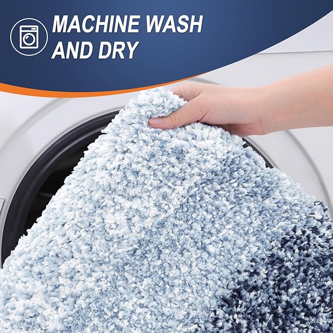 OLANLY Bathroom Rugs Mat 30x20, Extra Soft Absorbent Microfiber Bath Rugs, Rubber Backing, Quick Dry, Machine Washable Bath Mats for Bathroom Floor, Tub and Shower, Home Decor Accessories, Navy Blue