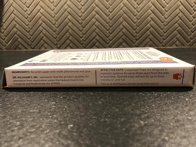Dr. Killigan's Premium Double Potent Clothing Moth Traps with Pheromones Prime | Organic Clothes Moths Trap with Lure for Closets & Carpet | Case Making Moth Treatment & Prevention (6 Pack, White)