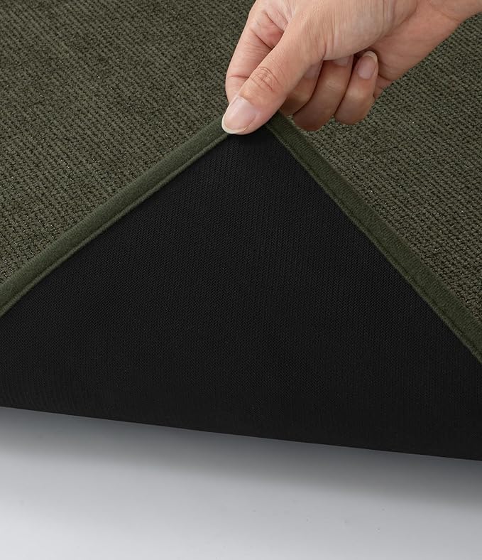 YIHOUSE Bathroom Rugs Mat 16x59, Non Slip Quick Dry Bath Mats for Bathroom Absorbent Ultra Thin Bath Rugs Machine Washable Fit Under Door for Sink, Cabinet, Laundry (Dark Green, 16"x59")