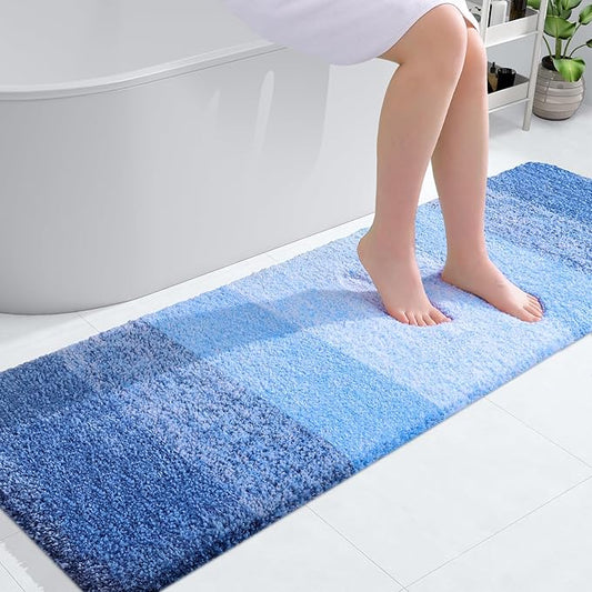 OLANLY Bathroom Runner Rugs 59x20, Extra Soft Absorbent Microfiber Bath Rugs, Rubber Backing, Quick Dry, Washable Bath Mats for Bathroom Floor, Tub and Shower, Home Decor Accessories, Light Royal Blue