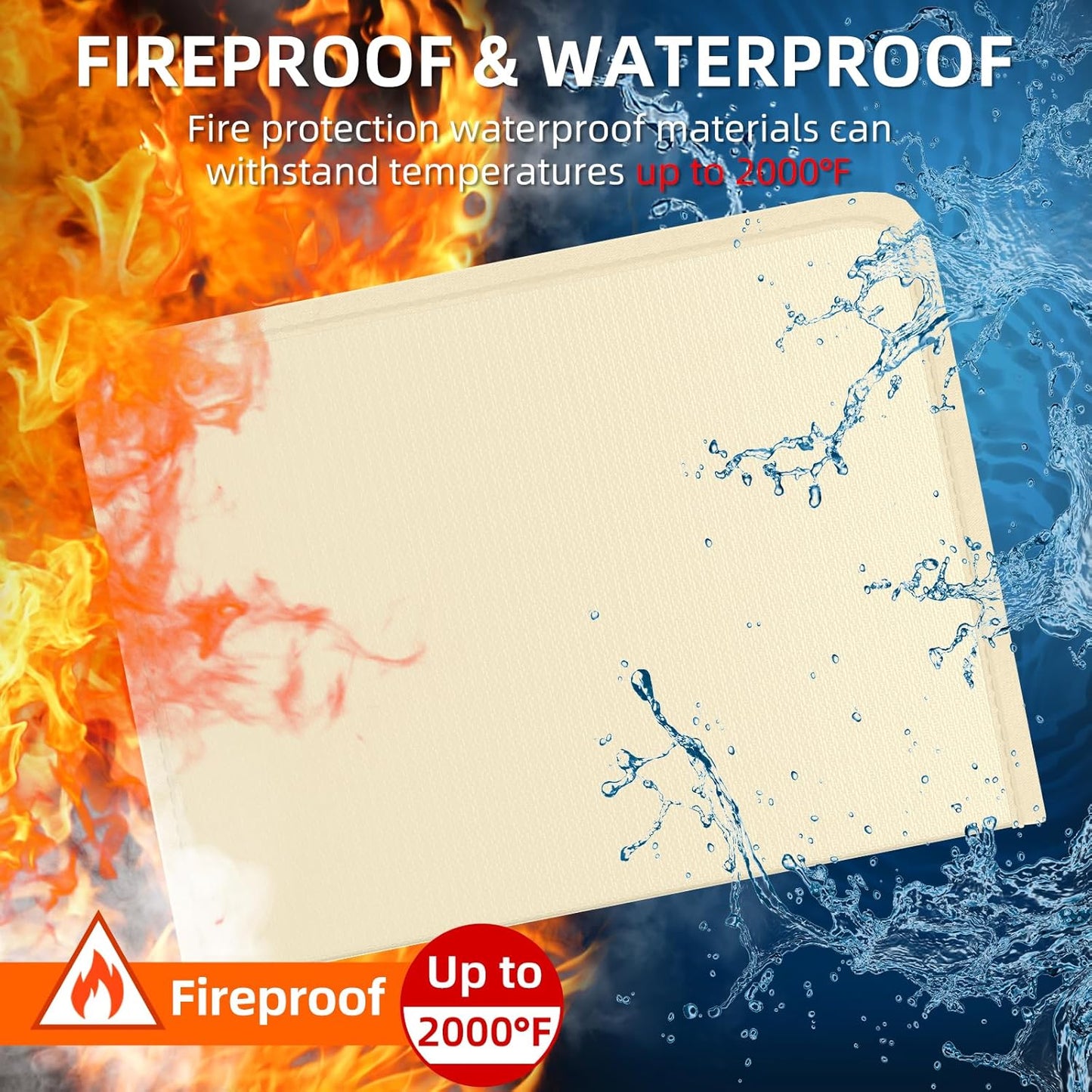 Fireproof Accordion File Organizer, Portable Expanding File Folder with Waterproof Zipper&Labels, Khaki Document Organizer with 13 Pockets, File Organizer for Important Document/Paper Storage