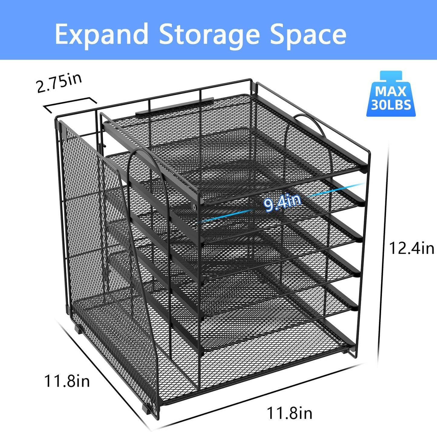 gianotter Desk Organizers and Accessories, 6-Tier Paper Organizer with File Holder, Document Organizer, Office Decor, Home Office Essentials(Black)