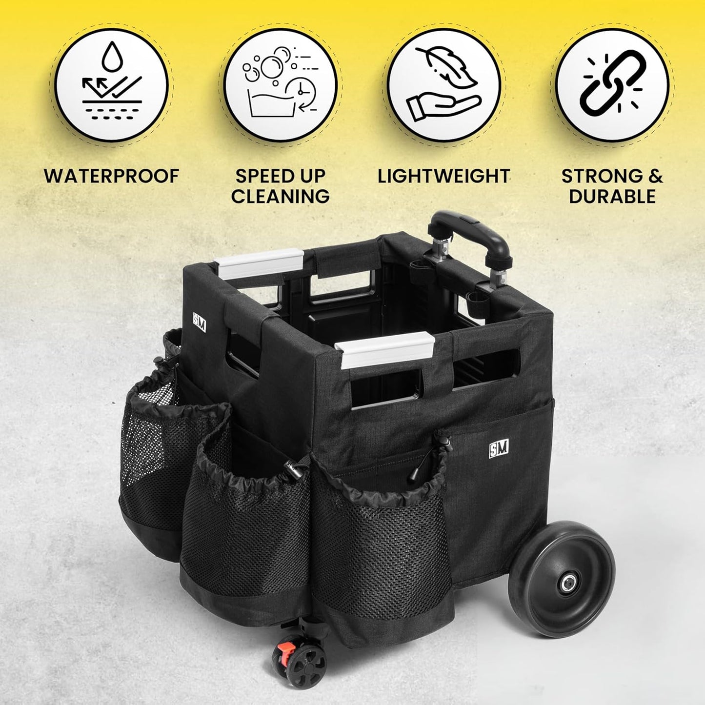 Wheelie Clean - Stair Climbing Cleaning Supplies Organizer & Caddy on Wheels