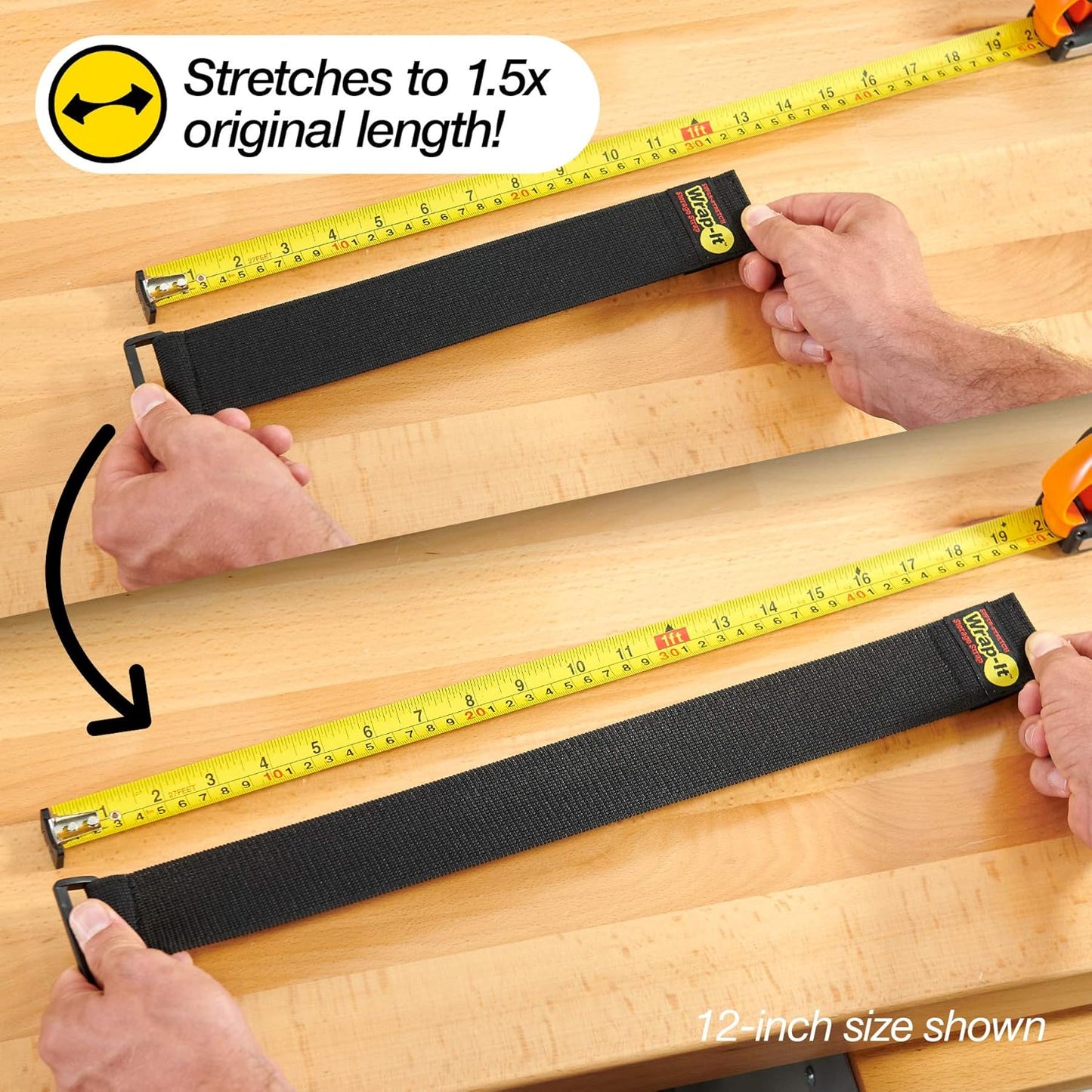 Super-Stretch Wrap-It Storage Straps - (6) 18" Orange - Elastic Hook and Loop Cinch Straps - Extension Cord Organizer, Hose and Cables Straps, Cord Wrap, Cord Keeper, Garage and RV Storage Accessories