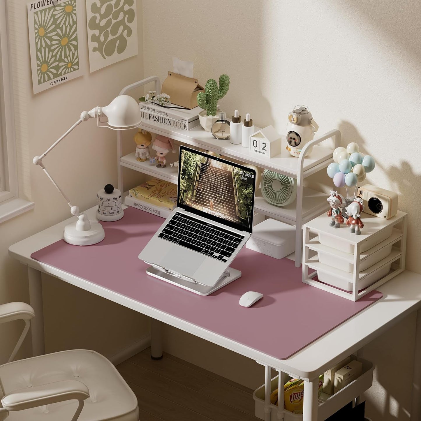 Aothia Faux Leather Desk Mat – Large Mouse Pad, Non-Slip PU Leather Blotter, Waterproof Writing Surface for Office and Home (Dark Pink, 47.2" x 23.6")