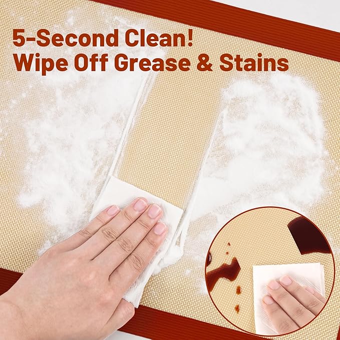 RENOOK Silicone Baking Mats, 3PACK Reusable Non-stick Baking Mats for Cookies, Easy Clean & Non-Slip Food Grade, 16.5’’ x 11.6’’ Baking Sheets for Cookies, Bread and Pastry, Baking Supplies for Oven