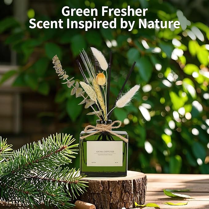 Reed Diffuser, 6.09 oz Jasmine Lily Scent Diffuser with Sticks & Dried Flowers, 120 Days Long Lasting reed diffusers for home, Elegant fragrance for Bathroom Bedroom Office Decor, Air fresh