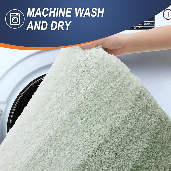 OLANLY Bathroom Rugs Mat 24x16, Extra Soft Absorbent Microfiber Bath Rugs, Rubber Backing, Quick Dry, Machine Washable Bath Mats for Bathroom Floor, Tub and Shower, Home Decor Accessories, Sage Green