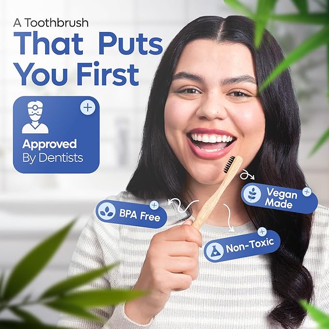 SmartLifeco Charcoal Bamboo Toothbrushes - Extra Soft Natural Bristles for Adults & Kids Teeth | Zero Waste Bulk Wooden Tooth Brush Travel Kit | BPA Free, Eco-Friendly, Vegan - (12 Pack)