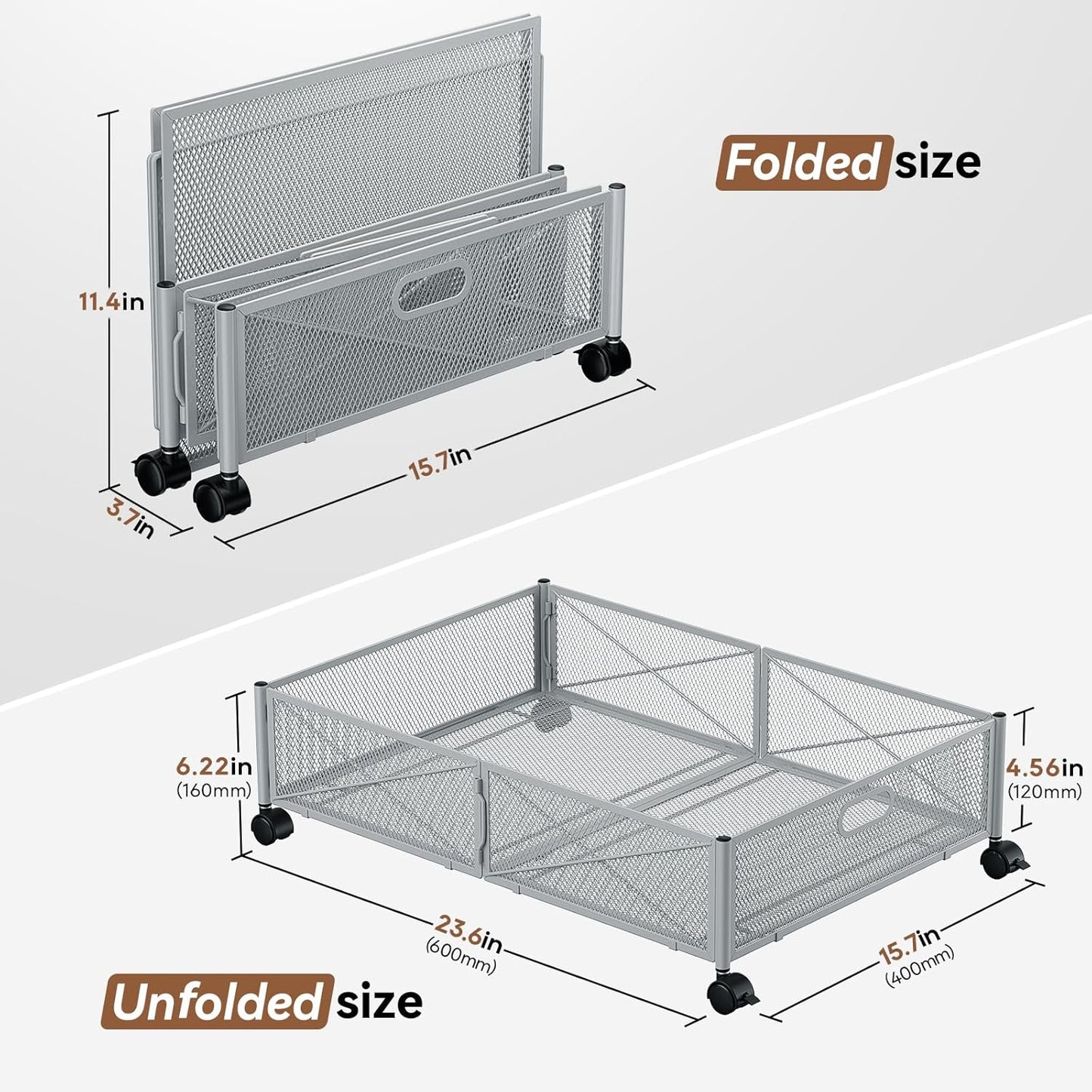 PHINOX Under Bed Storage, Under the Bed Storage Containers with Wheels, Under Bed Shoe Storage Organizer Drawer for Bedroom Clothes Shoes Blankets -2Pack