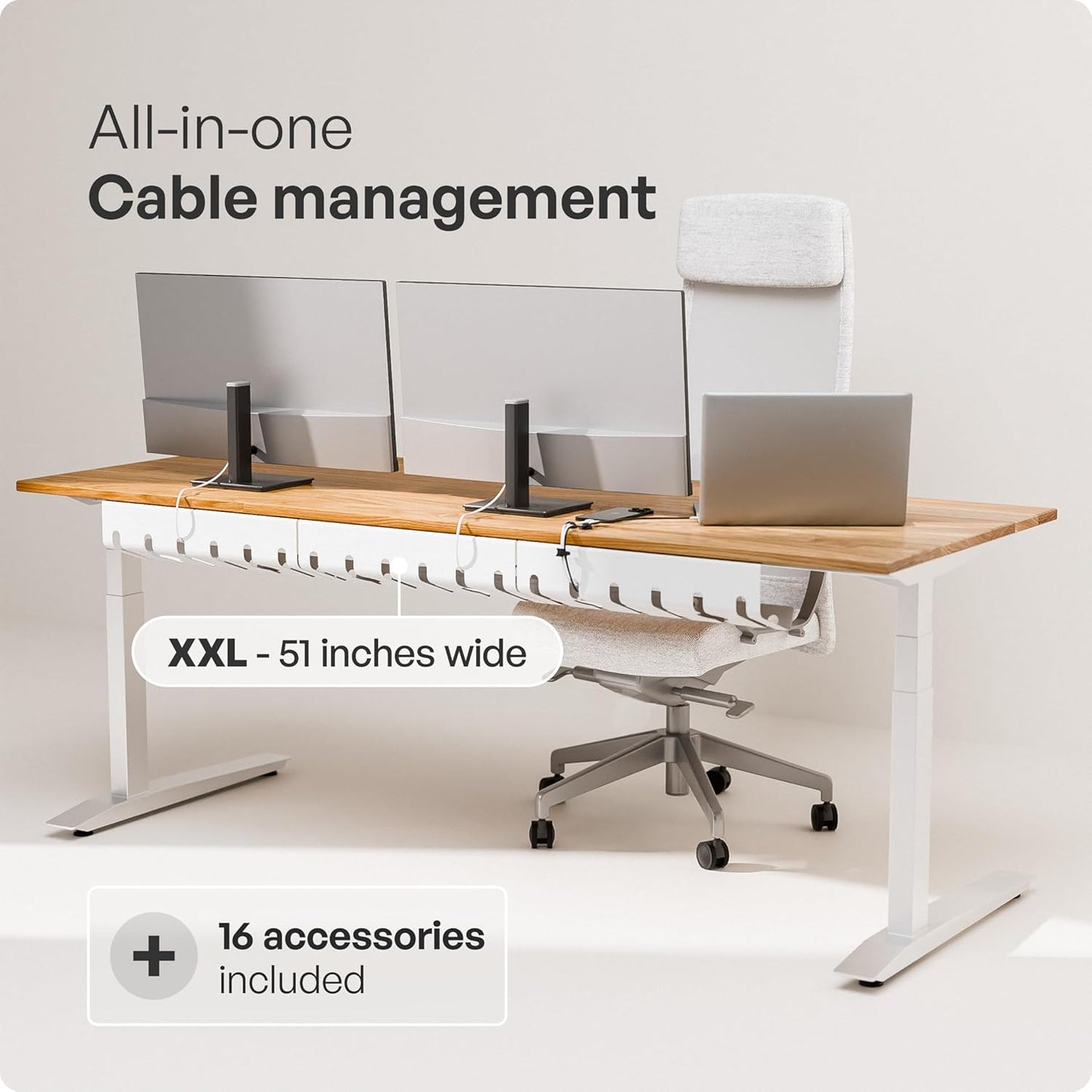 PAMO Cable Management Under Desk for Easy mounting Under-Table I Set of 3 - with 10X Cable Ties I Desk Organizer for Office/Home Office Table Thoughtful Cable Tray Holder