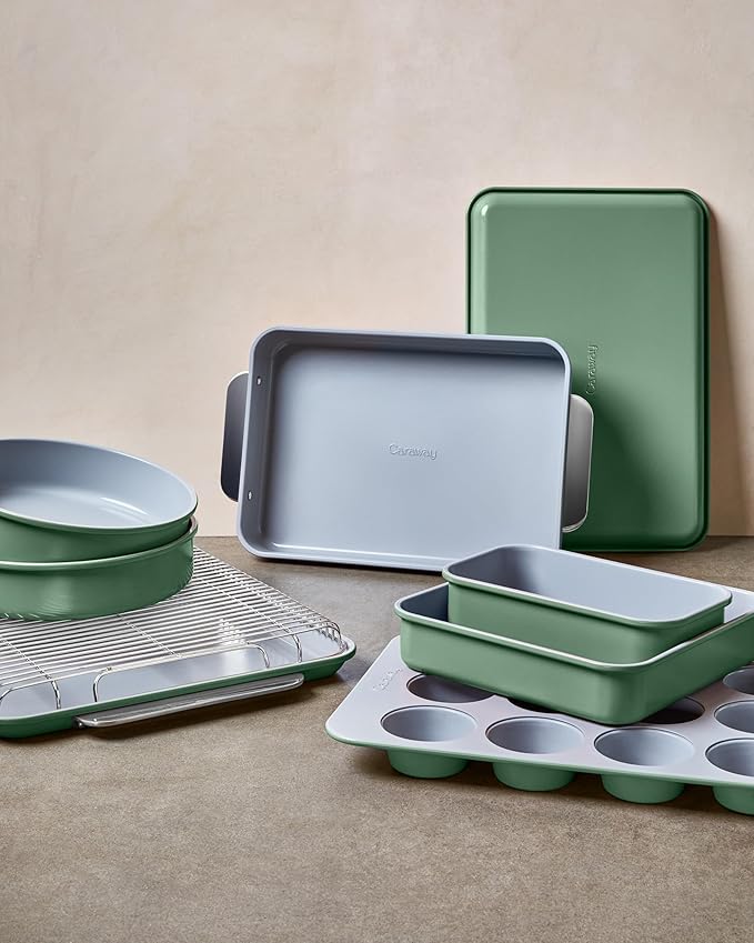 Caraway Non-Stick Ceramic Baking Sheet - Naturally Slick Ceramic Coating - Non-Toxic, PTFE & PFOA Free - Perfect for Baking, Roasting, and More - Large (18" x 13") - Sage