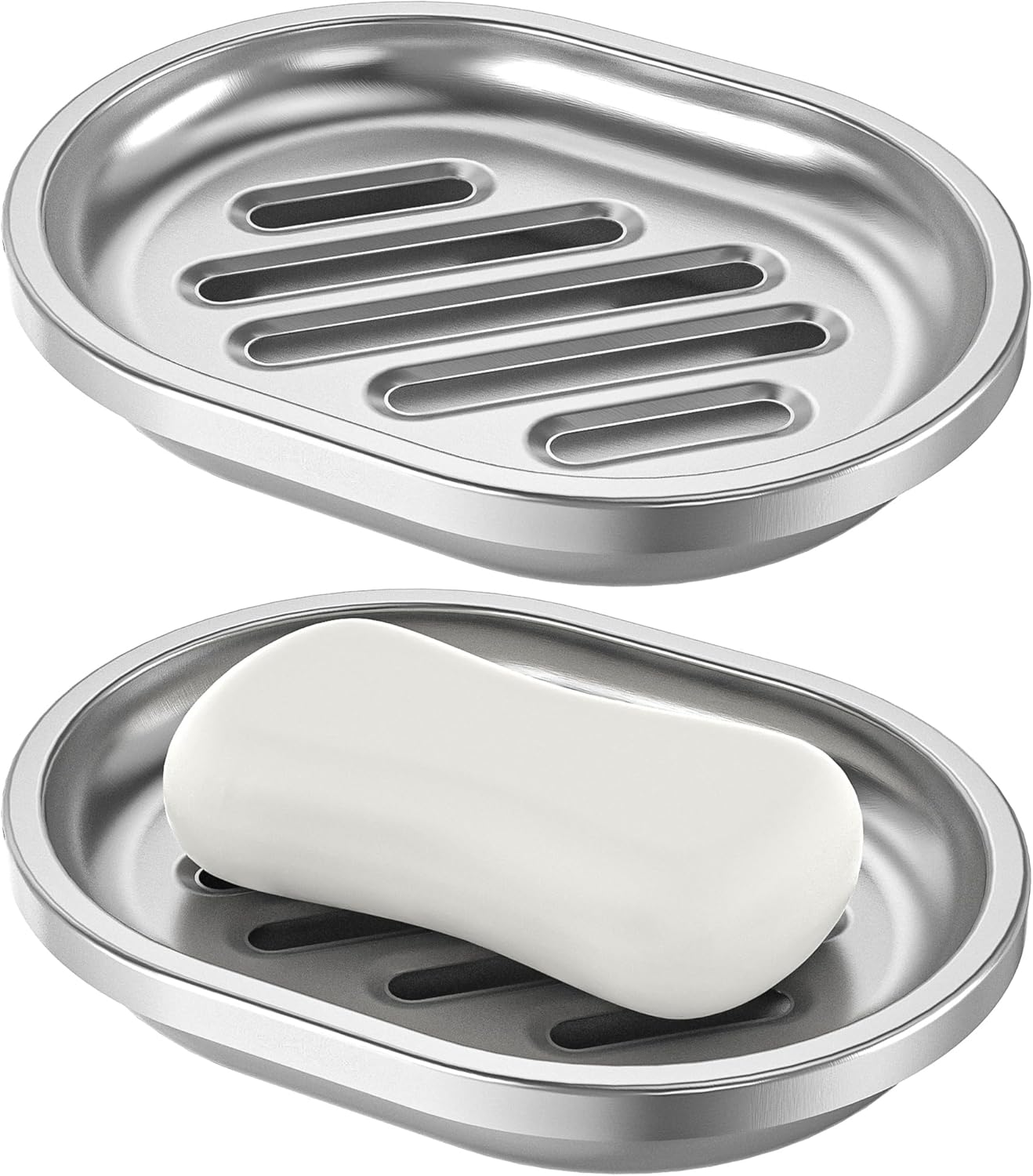 Soap Dish,Stainless Steel Soap Holder with Drain Spout,Brushed Metal Soap Saver for Bathroom Shower, Bathtub, Kitchen Sink,Durable and Stylish