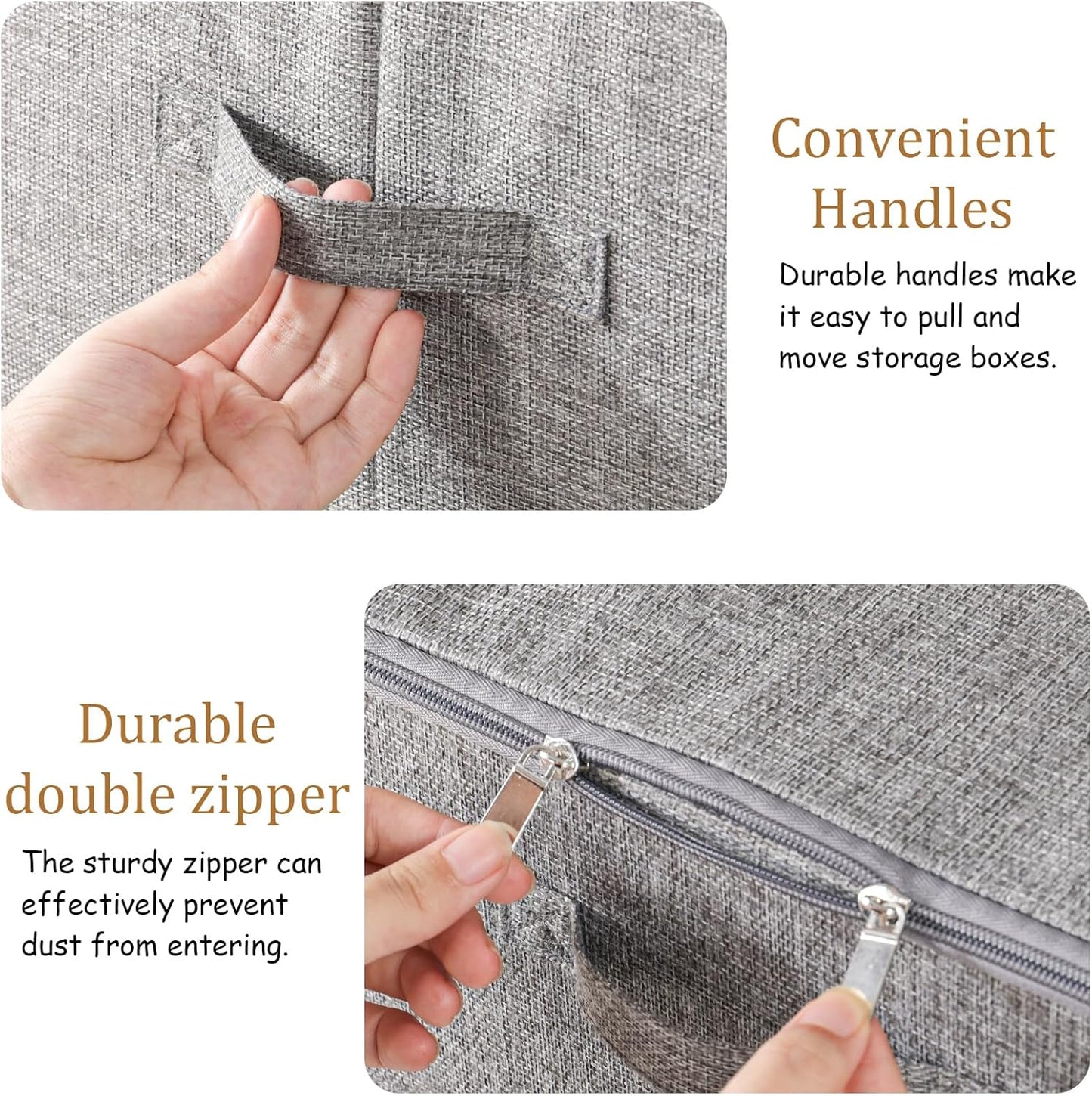 Underbed Storage Basket with Lid, Foldable Bed Sheet Boxes, Home Cube Bins for Organizing Clothes, Shoes, Blankets, Pillows, 15.7x11.8x7.8Inches, Grey, 2 Pack