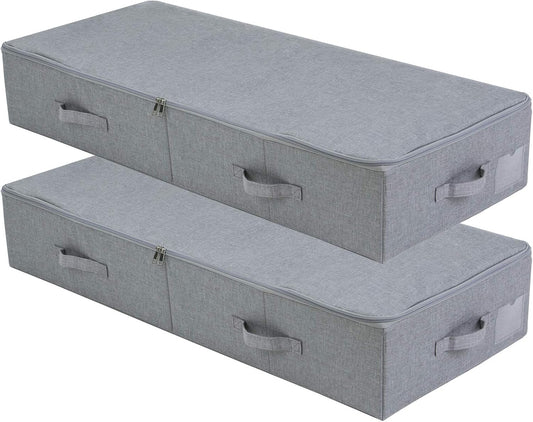 iwill CREATE PRO Pack of 2, 39.4 * 16.9 * 7" Rigid Folding Under bed Storage Organizer Containers for Shoes, Garment, Bedding Sheets, Washable,Dark Gray