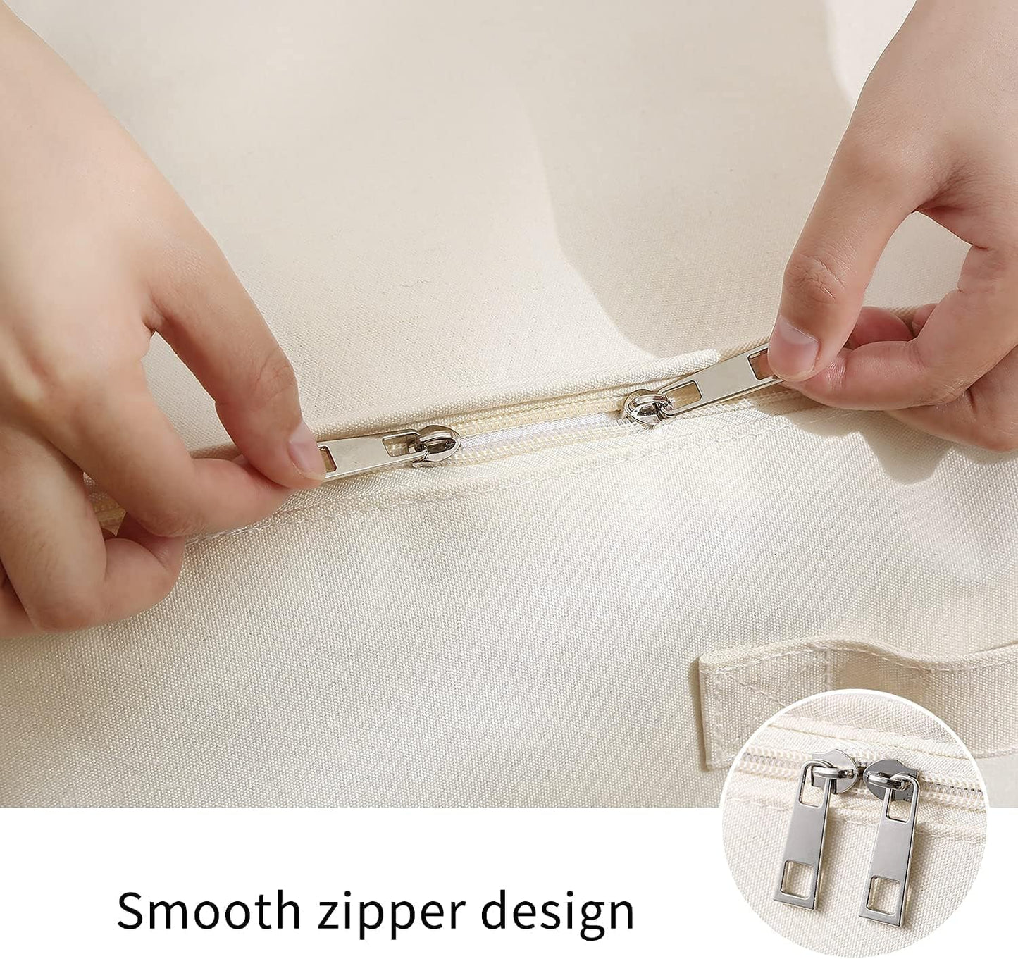 3-Pack Large Canvas Comforter Storage Bags for Clothes Sweater Clothes Organizer with Dual Zipper Three Carrying Handles for Blanket Closet Storage Container