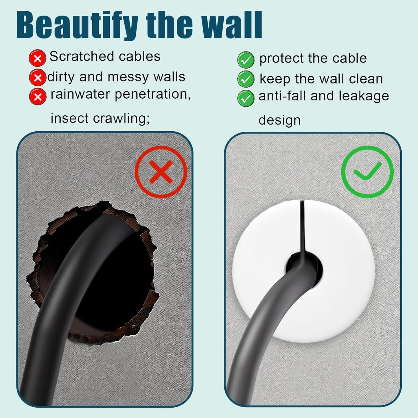 4pcs 3/4 Inch/19mm Wall Cable Grommets for Starlink, Durable Silicone Cable Routing Kit Anti-Slip Wall Bushing Grommet for Ethernet/TV Wires Protection Accessories (White)