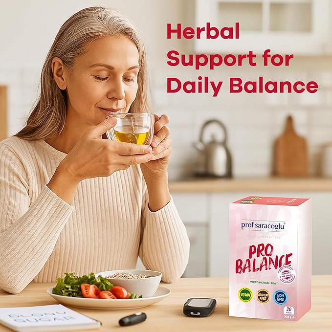 Prof Saracoglu Pro Balance Mixed Herbal Tea | Caffeine-Free Tea Bags | Blood Pressure Tea & Blood Sugar Tea for Healthy Blood Pressure & Blood Sugar Support | 20 Counts Mixed Herbal Tea Bags