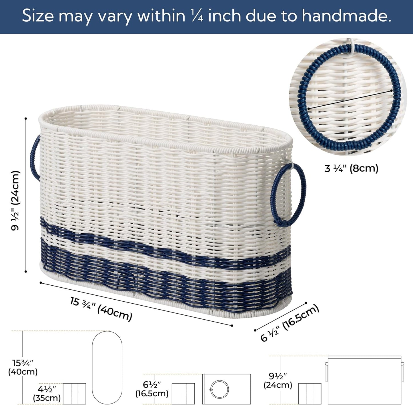 GRANNY SAYS Toilet Paper Storage Holder, 6 Mega Rolls Toilet Paper Holder Stand with Storage, Navy Blue Baskets for Bathroom Beach Decor, Decorative Basket for Storage