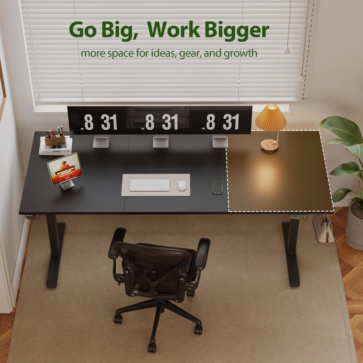 Agilestic Electric Standing Desk, Large 71 x 24 Inches Height Adjustable Desk, Sit Stand Up Workstation for Home Office, Ergonomic Rising Gaming Computer Table with Memory Preset, Black