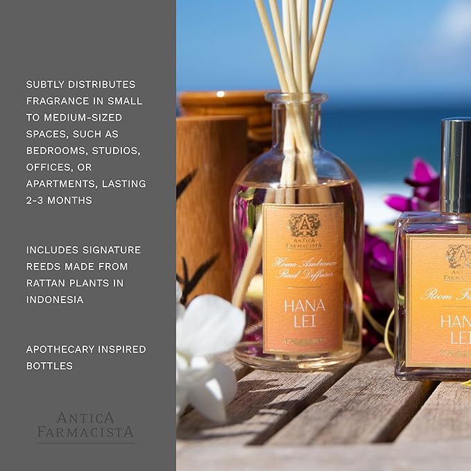 Antica Farmacista Home Ambiance Diffuser - Long-Lasting Reed Scent Diffuser - Luxury Room Freshener Gift - Hana Lei, 8.45 fl oz