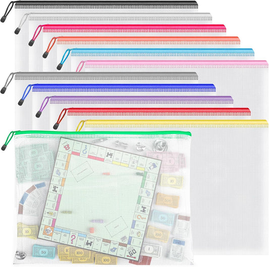 Umriox Zipper Pouch, 16.9x12.4 in (12 Colors, 12 Packs), Extra Large Zipper Bags, Waterproof Bags for Office Supplies, Puzzles, Board Game Storage & Cross Stitch Projects