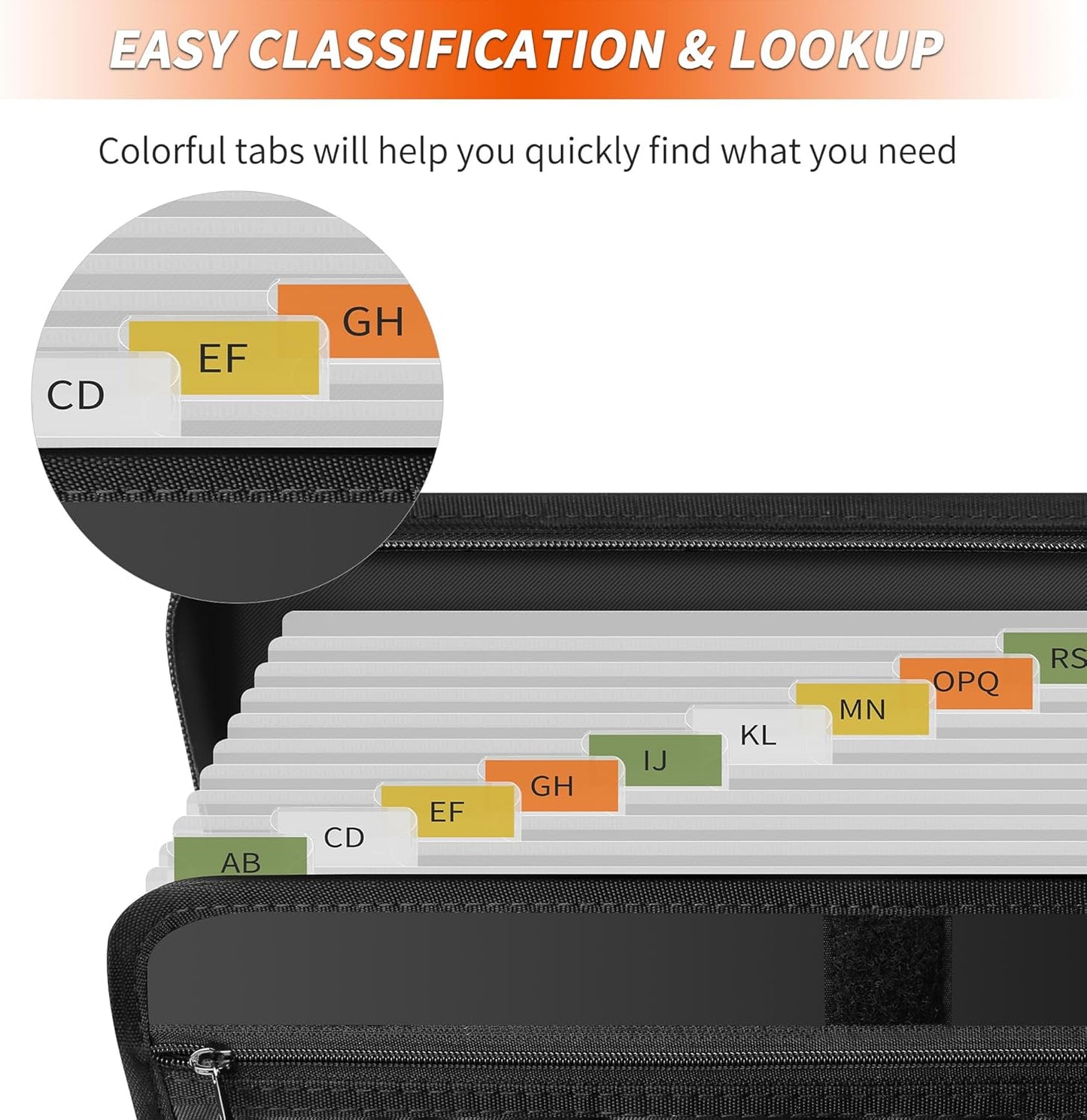 Hontom Accordion File Organizer,13 Pockets Fireproof Expanding File Folder with Multi Pockets,Portable Business Fire Safe Storage Document Organizer Folder with Zipper for Documents and File