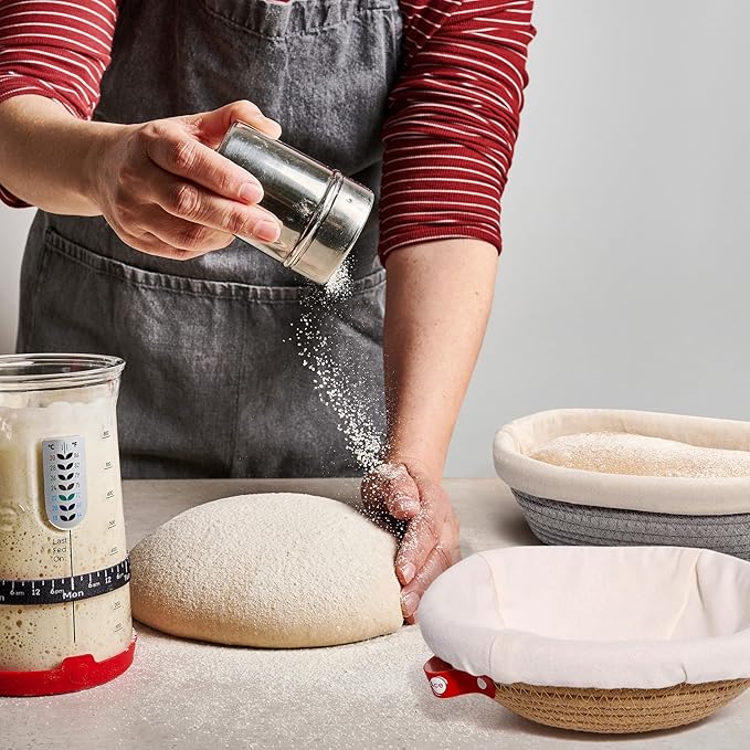 KneadAce Cotton Rope Banneton Bread Proofing Basket Set, Oval & Round Bread Baskets with Liners & Covers for Artisan Bread Baking, Sourdough Bread Baking Supplies