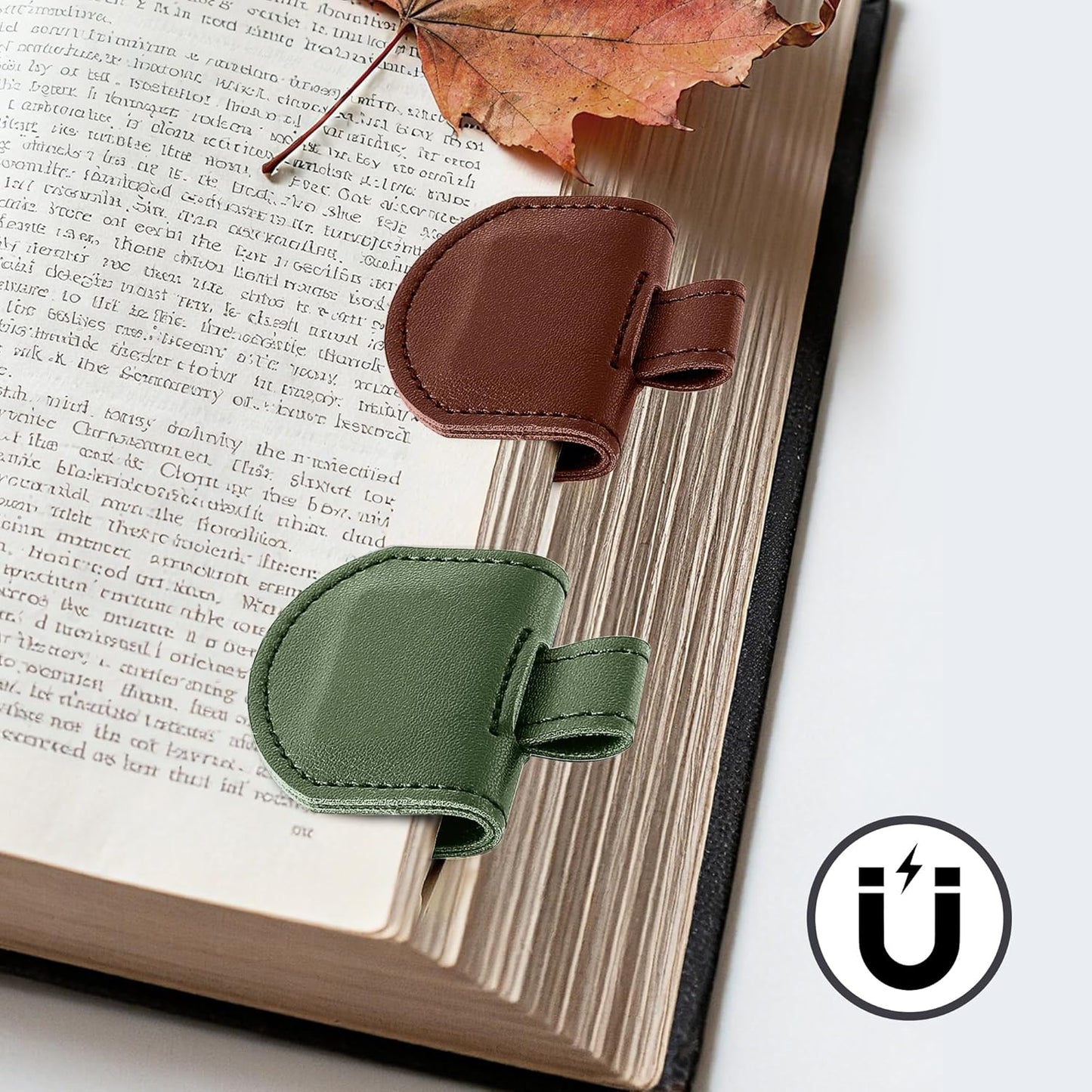 Magnetic Pen Loop Holder, Pencil Holder for Notebooks, Journals, Calendars, PU Leather 3 Pack