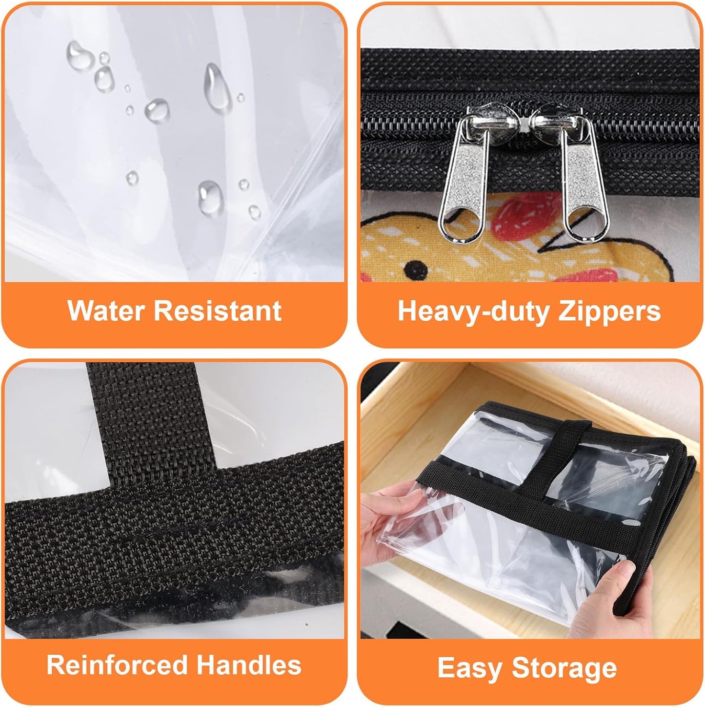 Clear Clothes Storage Bags, 8 Pack Closet Organizers and Under Bed Storage Containers, Foldable Moving Bags with Zippers for Comforter, Blanket, Bedding, Duvet, PVC Packing Bags 90L