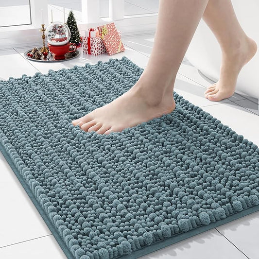 Arotive Luxury Chenille Bathroom Rug Mat, Extra Soft Thick Absorbent Shaggy Bath Rugs, Non-Slip Machine Wash Dry, Plush Bath Mats for Bathroom, Shower and Tub, 30x17, Smoky Gray