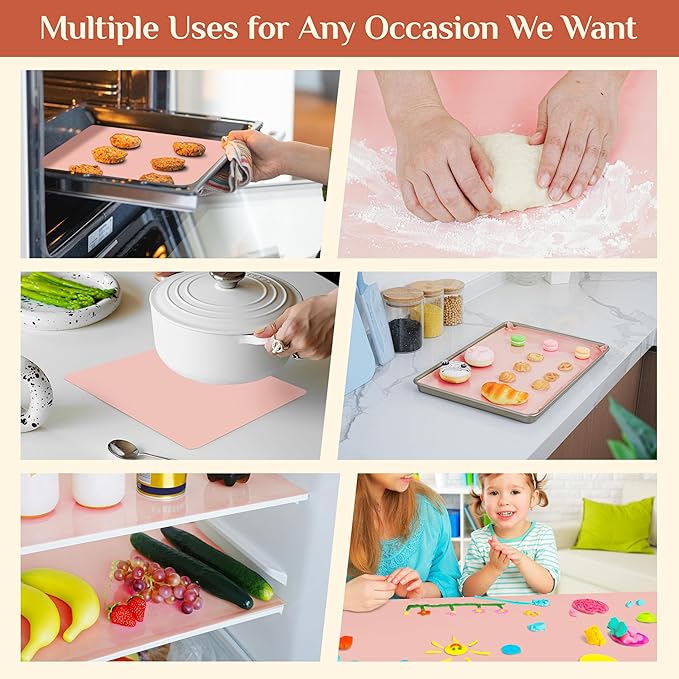 Silicone Baking Mat, 12 IN x 10 FT Free Cutting Baking Sheet, Non-Stick Reusable Dough & Pastry Mat, Non-Slip Silicone Mat Roll for Air Fryer Liner, Freeze Dryer, Oven Baking Pan, Kitchen Counter