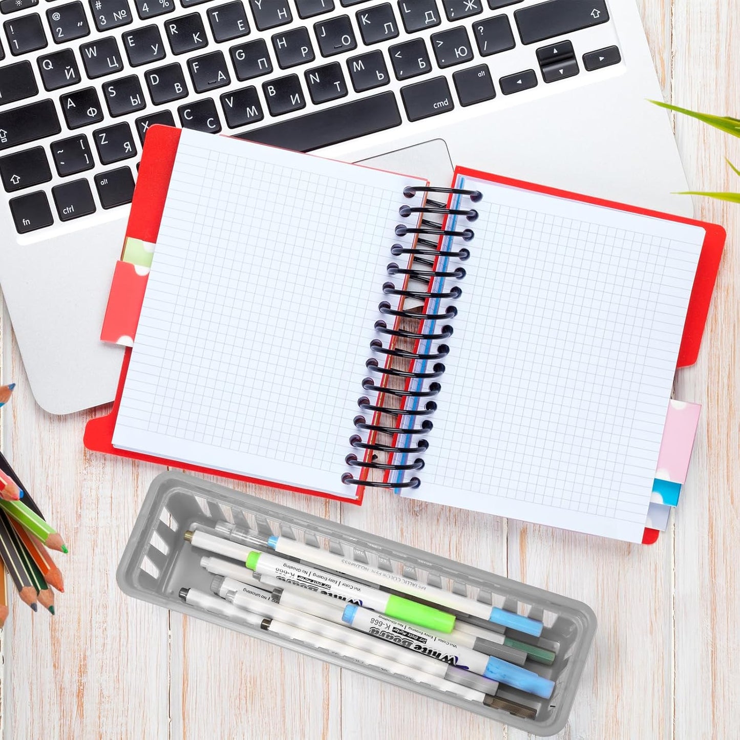 6 Pcs Gray Slim Plastic Storage Baskets Tray 10 x 3 x 2.5 Inch Compact Stackable Desk Organizer for Office, Classroom, School Supplies, and Home Storage, Organization(Gray)