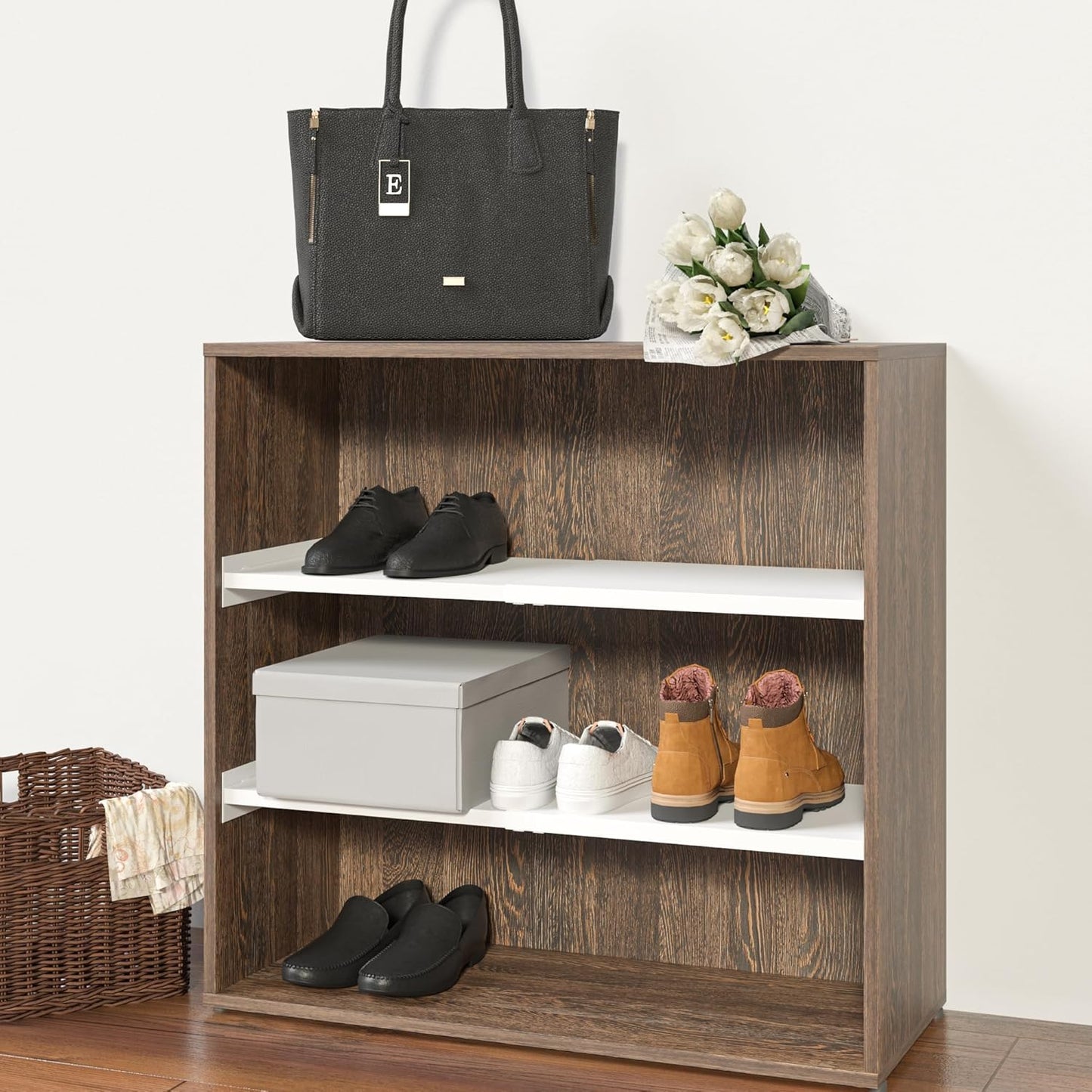 Expandable Closet Shelf Organizer, Adjustable Shelves Organizer, Storage Shelving Rack DIY Divider RV Separator for Cabinet Pantry Wardrobe Cupboard Kitchen, 1 Pack, XXL