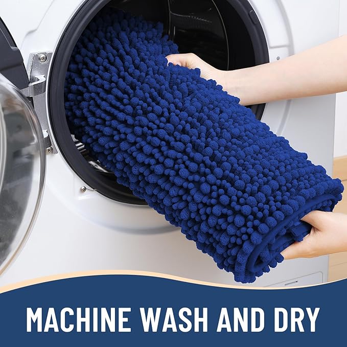 Arotive Luxury Chenille Bathroom Rug Mat, Extra Soft Thick Absorbent Shaggy Bath Rugs, Non-Slip Machine Wash Dry, Plush Bath Mats for Bathroom, Shower and Tub, 30x20, Royal Blue