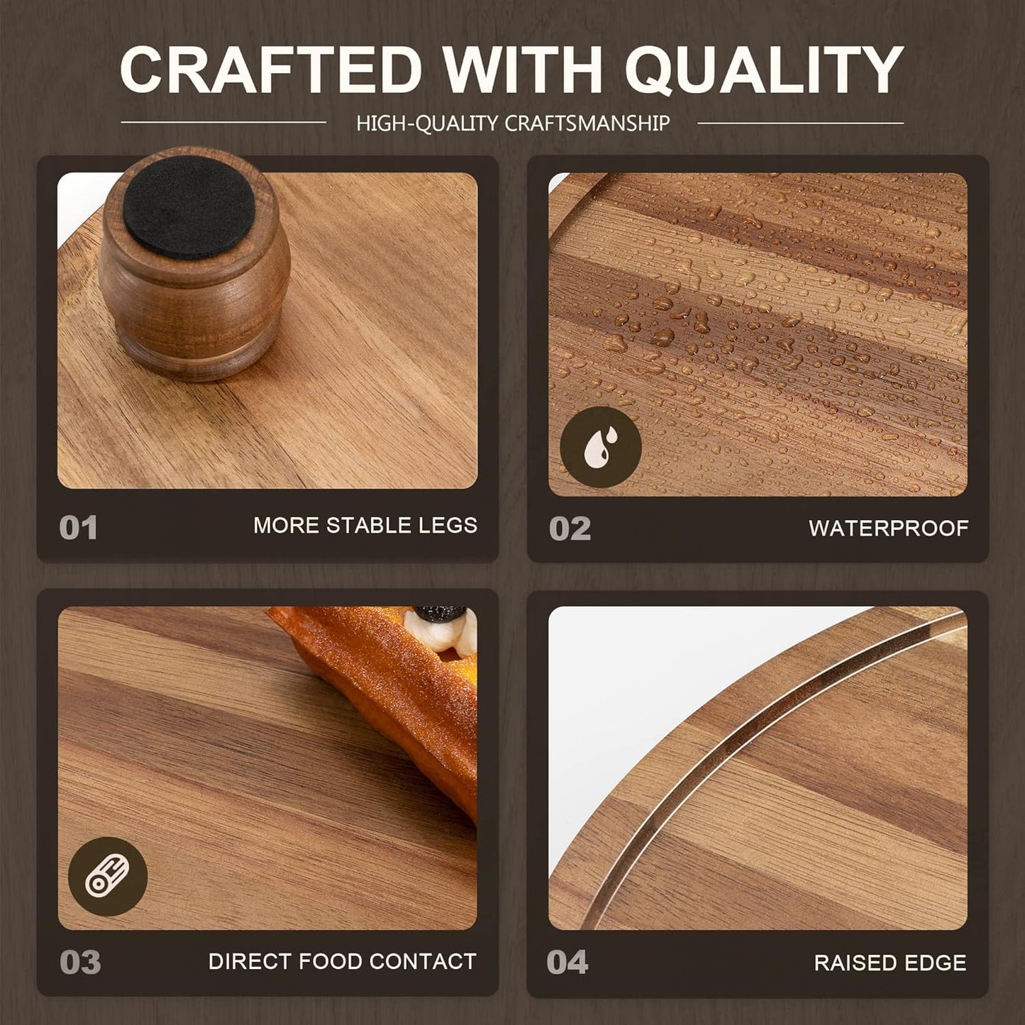 EOSAHR Wooden Riser for Display : Farmhouse Pedestal Stand for Your Kitchen Counter & Home Decor - Chic Round Waterproof Bathroom Trays for Soap, Plants, Jewelry, Perfume (Acacia Wood)