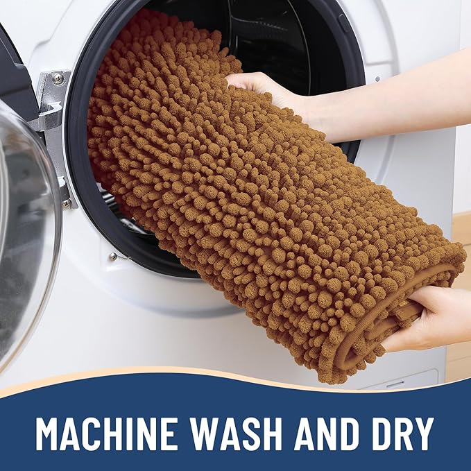 Arotive Luxury Chenille Bathroom Rug Mat, Extra Soft Thick Absorbent Shaggy Bath Rugs, Non-Slip Machine Wash Dry, Plush Bath Mats for Bathroom, Shower and Tub, 36x24, Ochre