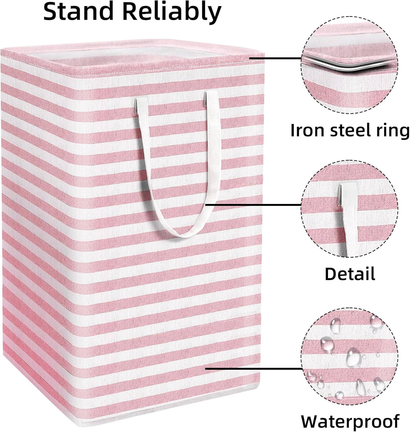 Pink Large Collapsible Laundry Basket Hamper Bag Dirty Clothes Storage and Organization for Bedroom Bathroom Dorm Room College with Handleswith Easy Carry Clothes