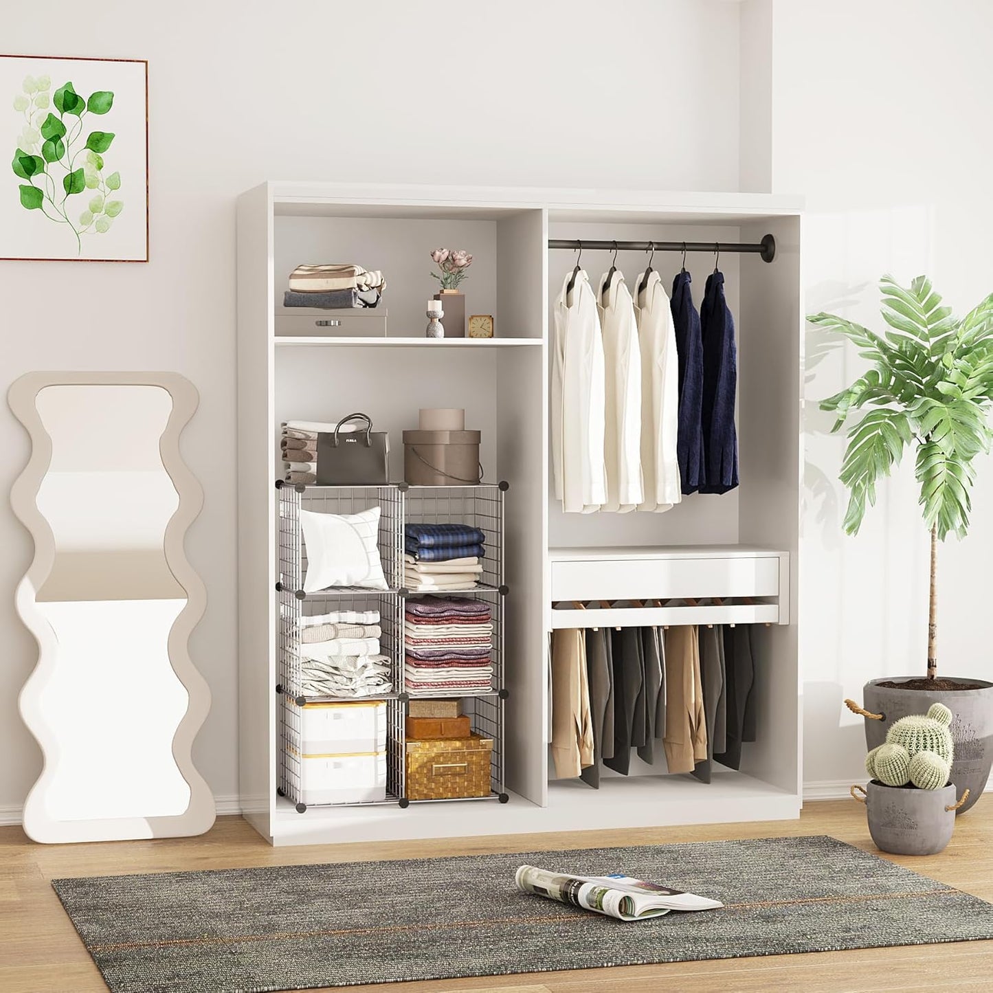 C&AHOME Wire Cube Storage, 6 - Cube Organizer Metal C Grids, Modular Shelves Units, Closet Organizer, Ideal for Home, Office, Living Room, 36.6”L x 12.4”W 36.6”H, Silver Gray UWCS3006G