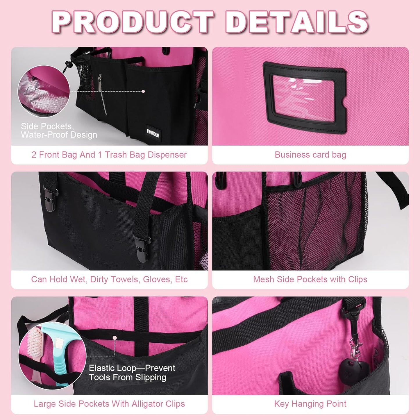 Extra-Large Rolling Cleaning Caddy with Wheels,Cleaning Caddy Bag with Detachable Trolley,Water Resistant Lining Cleaning Supply Organizer with Handle for Cleaners,Housekeepers